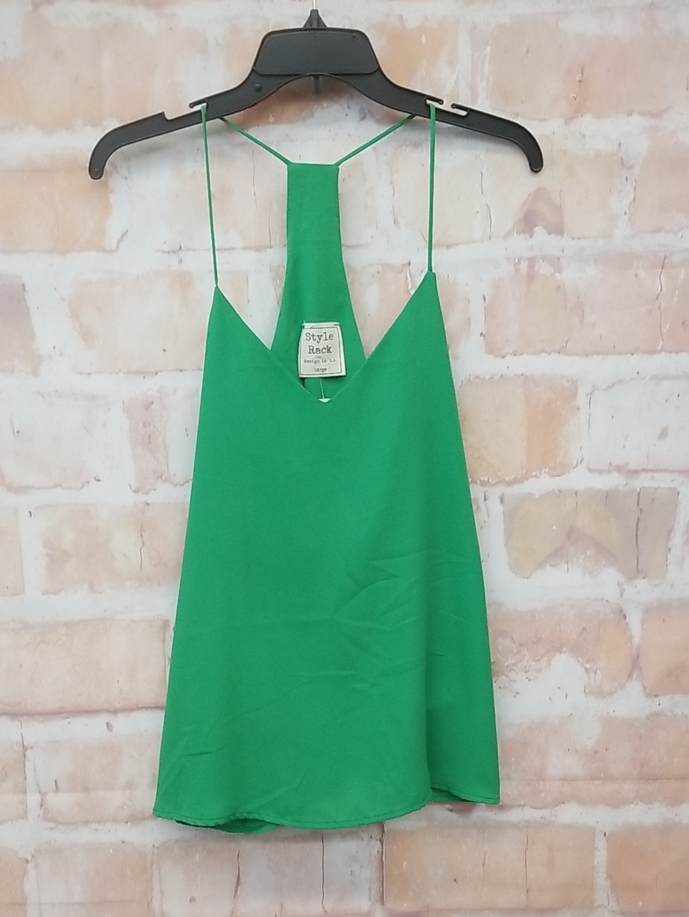 Style Rack Green Spaghetti-Strap Tank Top